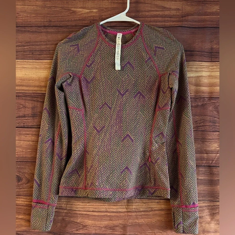 Lululemon Swiftly Tech Long Sleeve 2.0 Chevron Herringbone Magenta Purple Size 2